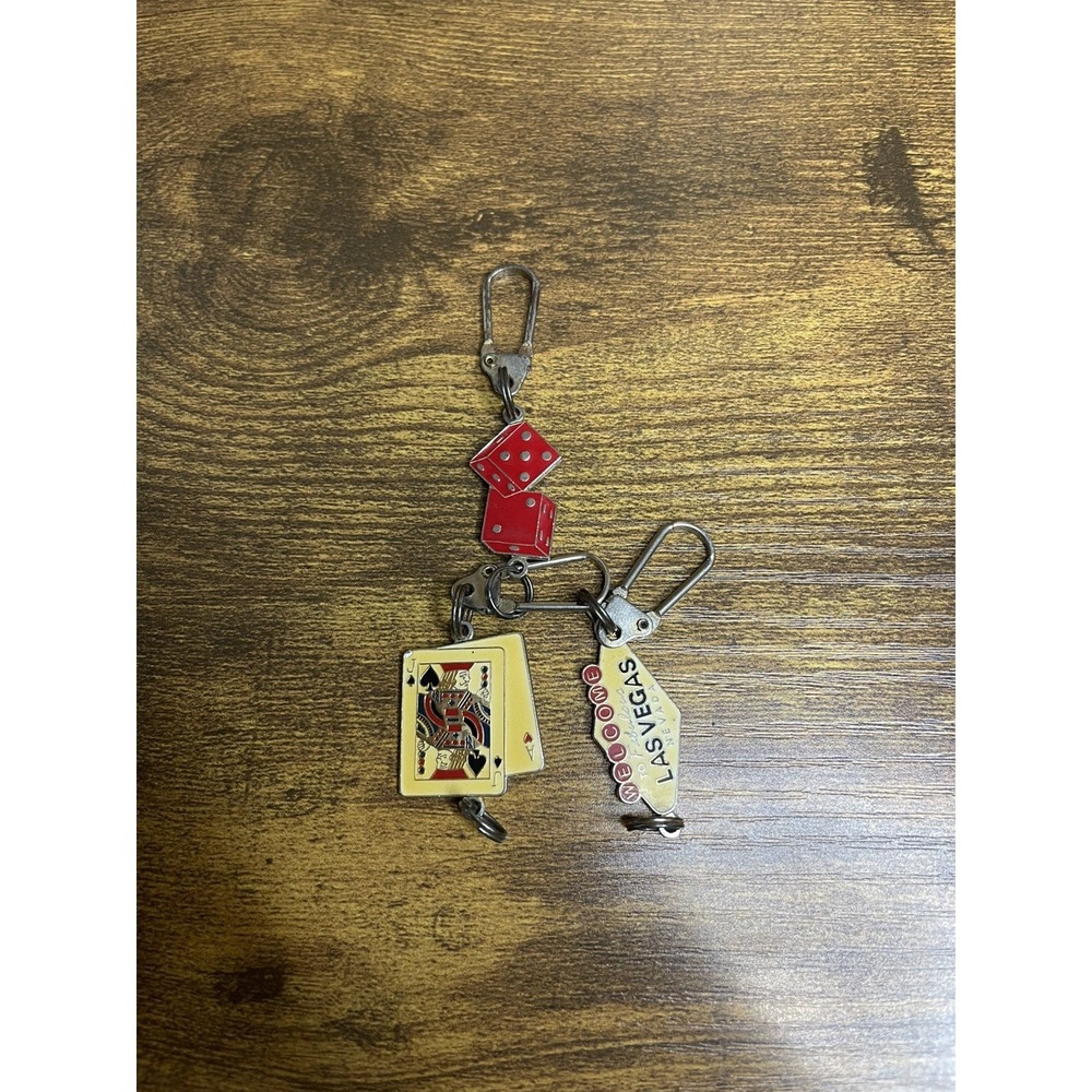 Vintage Las Vegas Keychain Casino Games Souvenir Keyring‎ Metal